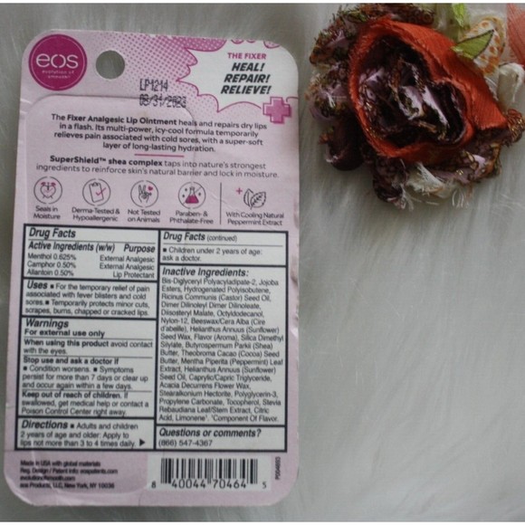 eos Heal + Repair Medicated Analgesic Lip Ointment 0.35 fl oz Cold Sore Fever - Picture 3 of 3